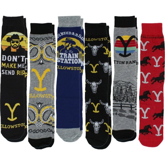 Yellowstone Men's Casual Crew Socks, 6-Pack, Size 8-12 - Picture 1 of 7